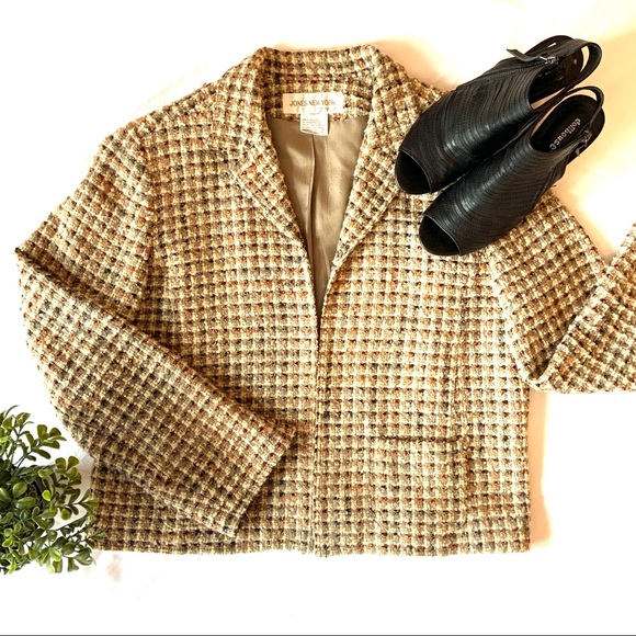 Jones New York Jackets & Blazers - Tan Tweed Jones New York Jacket